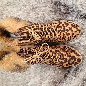 Nwot Wild Diva Leopard print boots